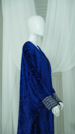 Navy Blue Velvet Abaya - Image 3