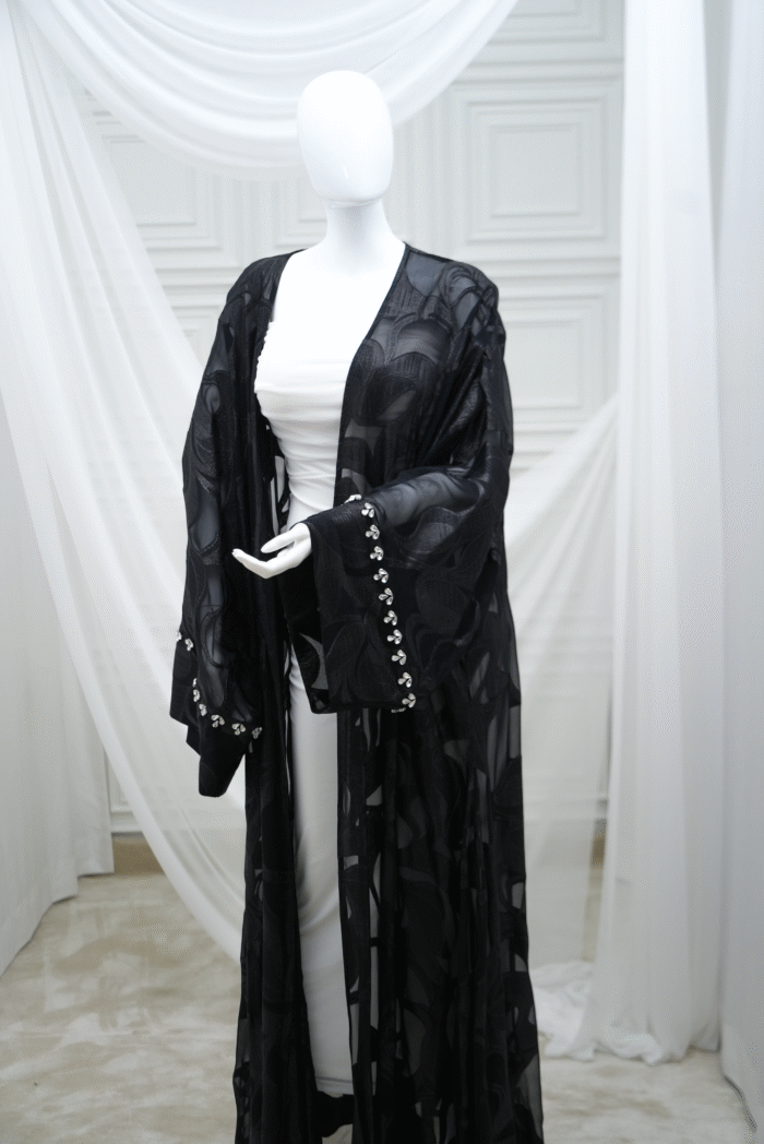 Black Chiffon Abaya. - Image 1