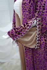 Fancy Purple Velvet Abaya - Image 3