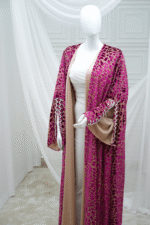 Fancy Pink Velvet Abaya