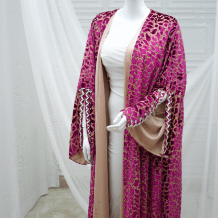 Fancy Pink Velvet Abaya