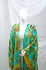 Green Silky Velvet Abaya