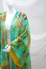 Green Silky Velvet Abaya - Image 2