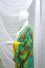 Green Silky Velvet Abaya - Image 4