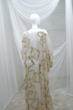 Chiffon White And Gold Abaya - Image 2