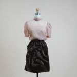 Two-piece set with a skirt made of fine Korean satin