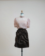 Two-piece set with a skirt made of fine Korean satin