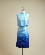 Two-piece set with a blouse and skirt made of soft Italian silk