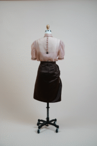 Two-piece set with a skirt made of fine Korean satin - Image 4