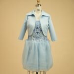 Two-piece set with a satin and organza dress