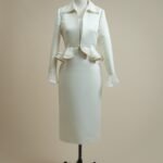 Two-piece set with a jacket made of luxurious Korean satin and organza