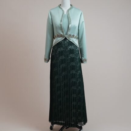 Two-piece set with a jacket made of Korean satin