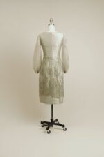 Dress made of soft silk taffeta with French lace and organza sleeves - Image 4