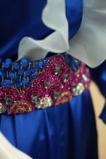 Jumpsuit made of satin with a hand-embellished belt featuring sparkling stones. - Image 3