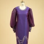 Dress made of silk taffeta with organza