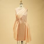 Dress made of jacquard fabric with silk taffeta